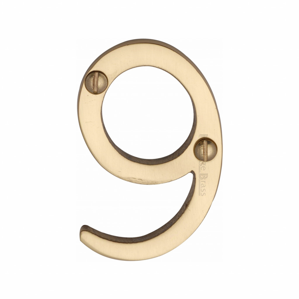 M Marcus Heritage Brass Numeral 9 - Face Fix 51mm 